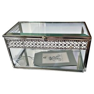 RACHEL ASHWELL ☆ Beveled Glass Silver Lidded Jewelry Box / Trinket Holder ☆ NEW